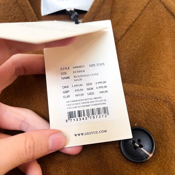 GESTUZ WolinaGZ Wool Blend Brown Felt Asymmetric Designer Trench Coat XS/S NWT - Picture 8 of 15